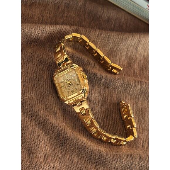 Vintage Style Gold Bracelet Watch Women Square Roman Dial Elegant Wristwatch main image 8